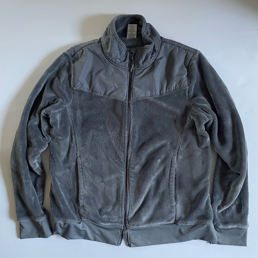 Gray Full-Zip Plush Fleece Jacket